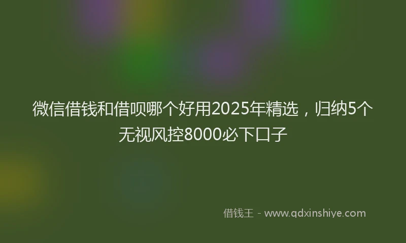 微信借钱和借呗哪个好用2025年精选，归纳5个无视风控8000必下口子