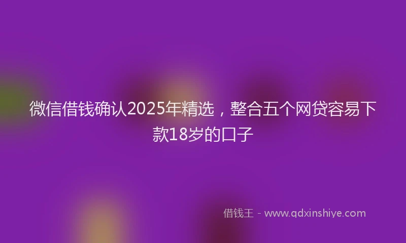 微信借钱确认2025年精选，整合五个网贷容易下款18岁的口子