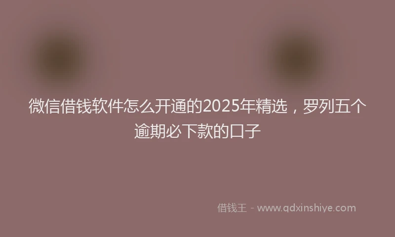 微信借钱软件怎么开通的2025年精选，罗列五个逾期必下款的口子