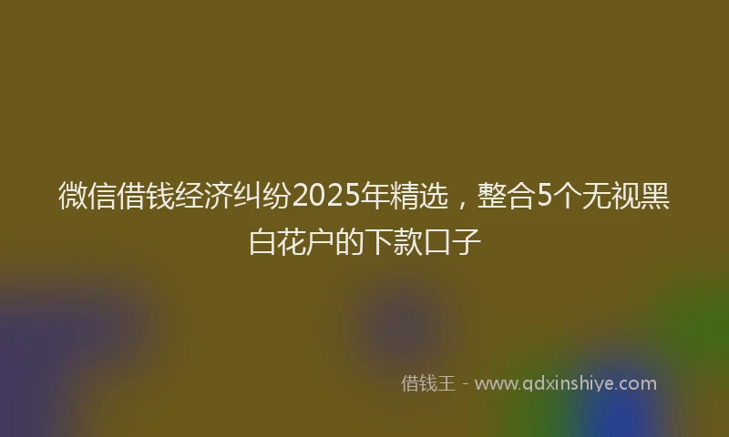 微信借钱经济纠纷2025年精选，整合5个无视黑白花户的下款口子