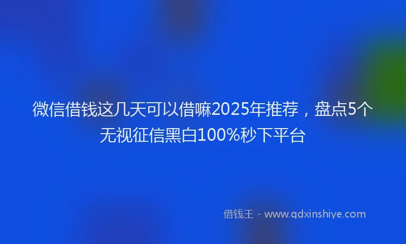 微信借钱这几天可以借嘛2025年推荐，盘点5个无视征信黑白100%秒下平台