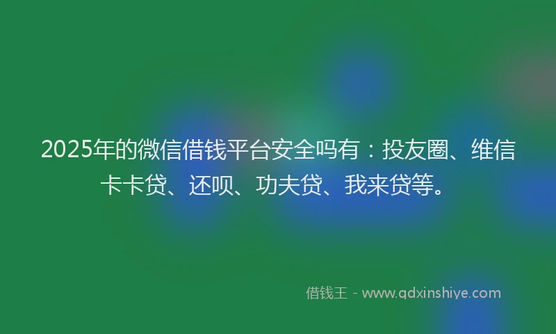 2025年的微信借钱平台安全吗有：投友圈、维信卡卡贷、还呗、功夫贷、我来贷等。