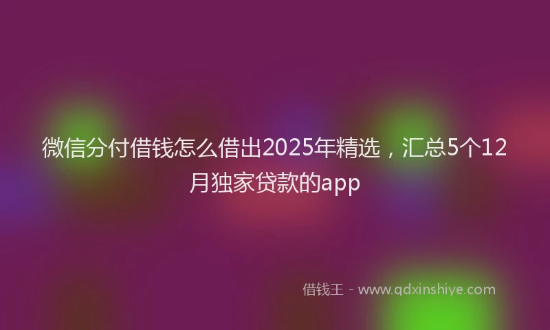 微信分付借钱怎么借出2025年精选，汇总5个12月独家贷款的app