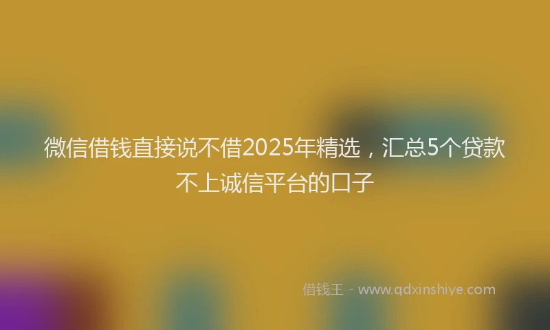 微信借钱直接说不借2025年精选，汇总5个贷款不上诚信平台的口子