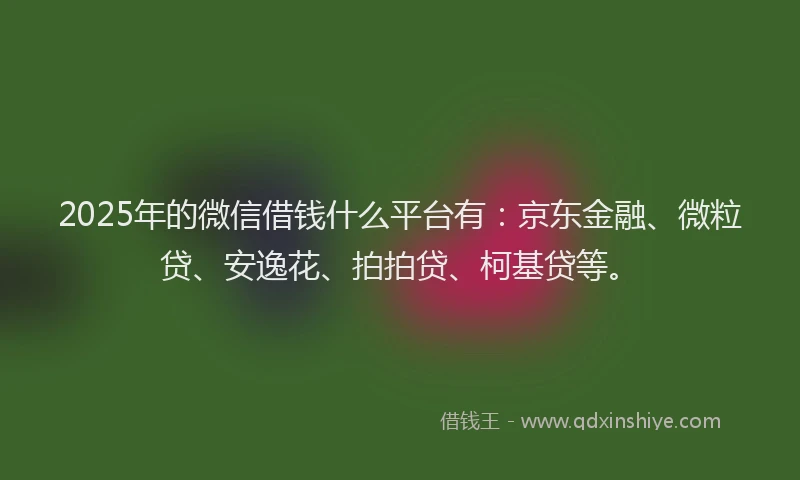 2025年的微信借钱什么平台有：京东金融、微粒贷、安逸花、拍拍贷、柯基贷等。