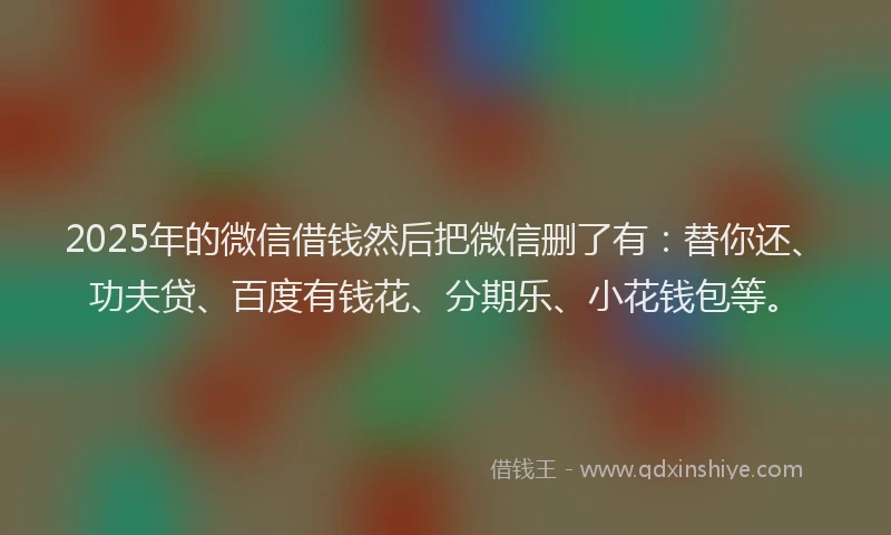 2025年的微信借钱然后把微信删了有：替你还、功夫贷、百度有钱花、分期乐、小花钱包等。