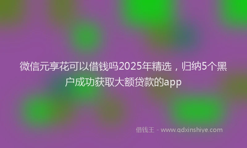 微信元享花可以借钱吗2025年精选，归纳5个黑户成功获取大额贷款的app