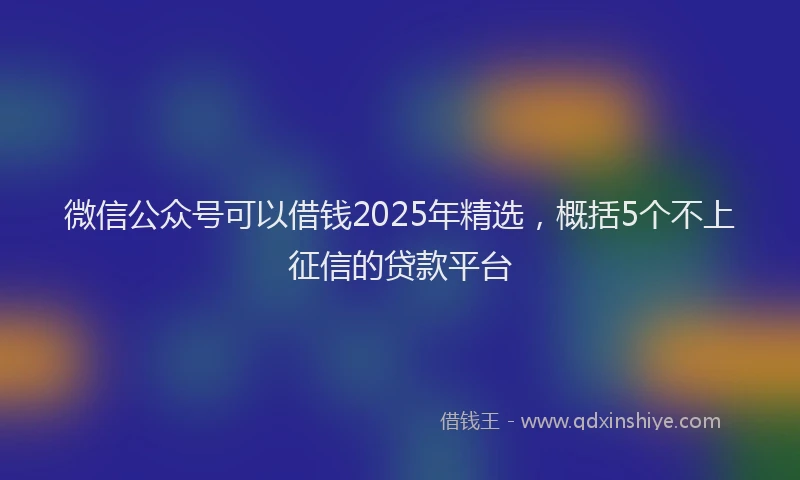 微信公众号可以借钱2025年精选，概括5个不上征信的贷款平台