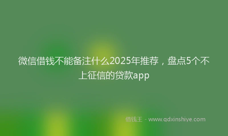 微信借钱不能备注什么2025年推荐，盘点5个不上征信的贷款app