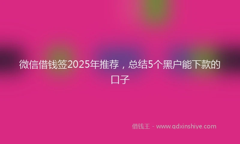 微信借钱签2025年推荐，总结5个黑户能下款的口子