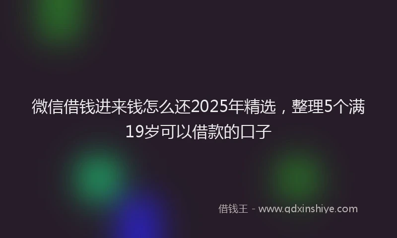 微信借钱进来钱怎么还2025年精选，整理5个满19岁可以借款的口子