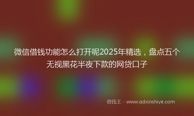 微信借钱功能怎么打开呢2025年精选，盘点五个无视黑花半夜下款的网贷口子