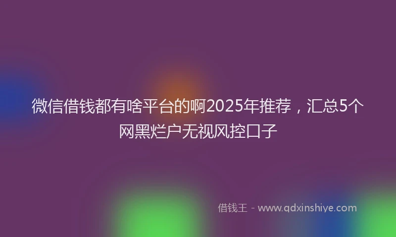 微信借钱都有啥平台的啊2025年推荐，汇总5个网黑烂户无视风控口子