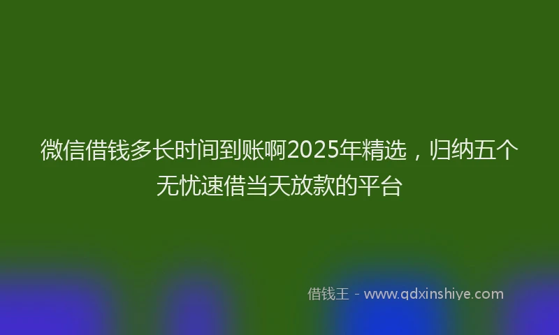 微信借钱多长时间到账啊2025年精选，归纳五个无忧速借当天放款的平台