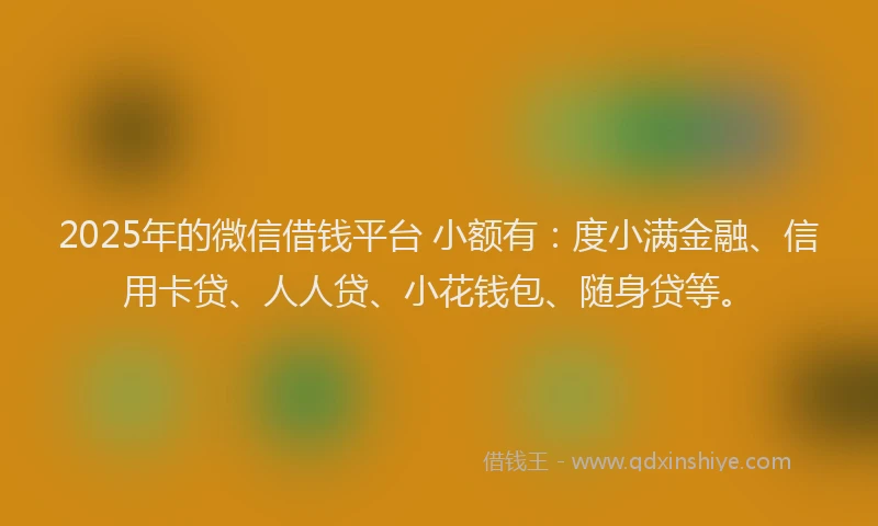 2025年的微信借钱平台 小额有：度小满金融、信用卡贷、人人贷、小花钱包、随身贷等。