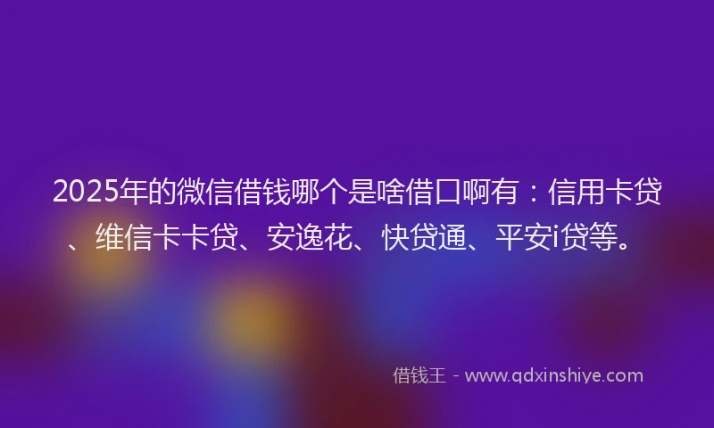 2025年的微信借钱哪个是啥借口啊有：信用卡贷、维信卡卡贷、安逸花、快贷通、平安i贷等。