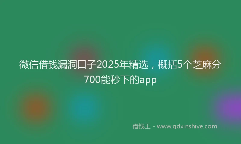 微信借钱漏洞口子2025年精选，概括5个芝麻分700能秒下的app
