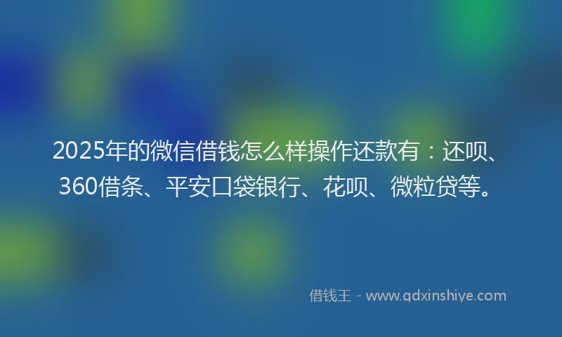 2025年的微信借钱怎么样操作还款有：还呗、360借条、平安口袋银行、花呗、微粒贷等。