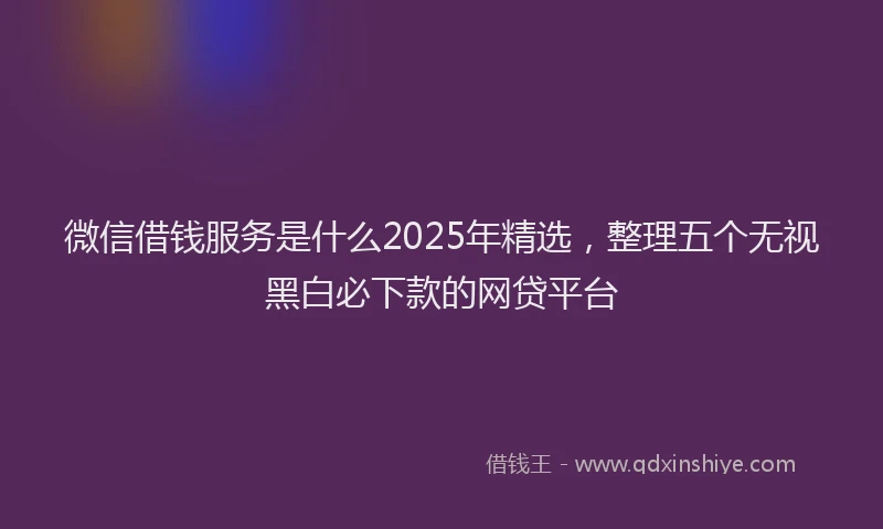 微信借钱服务是什么2025年精选，整理五个无视黑白必下款的网贷平台