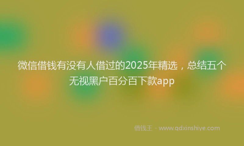 微信借钱有没有人借过的2025年精选，总结五个无视黑户百分百下款app