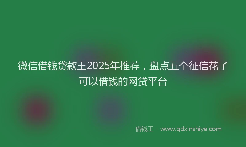 微信借钱贷款王2025年推荐，盘点五个征信花了可以借钱的网贷平台