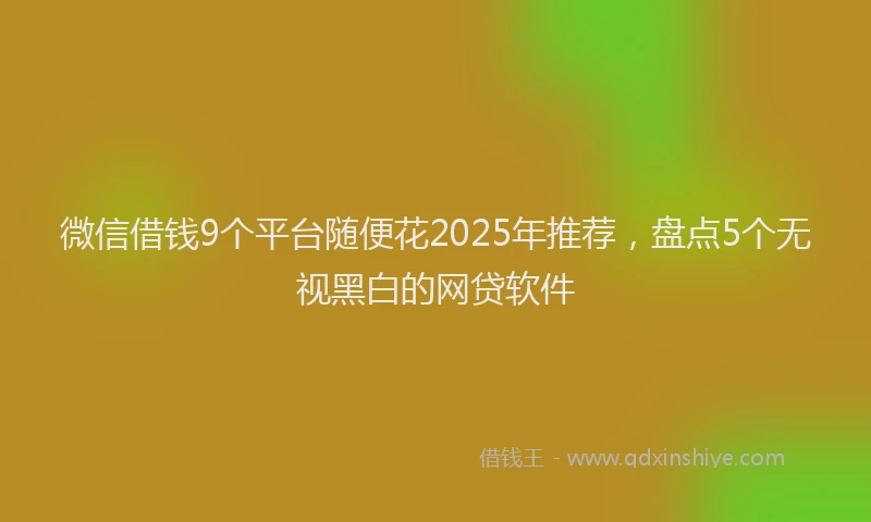 微信借钱9个平台随便花2025年推荐，盘点5个无视黑白的网贷软件