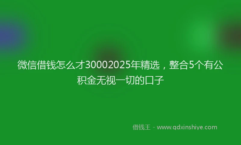 微信借钱怎么才30002025年精选，整合5个有公积金无视一切的口子