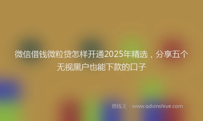 微信借钱微粒贷怎样开通2025年精选，分享五个无视黑户也能下款的口子