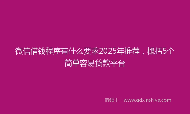 微信借钱程序有什么要求2025年推荐，概括5个简单容易贷款平台