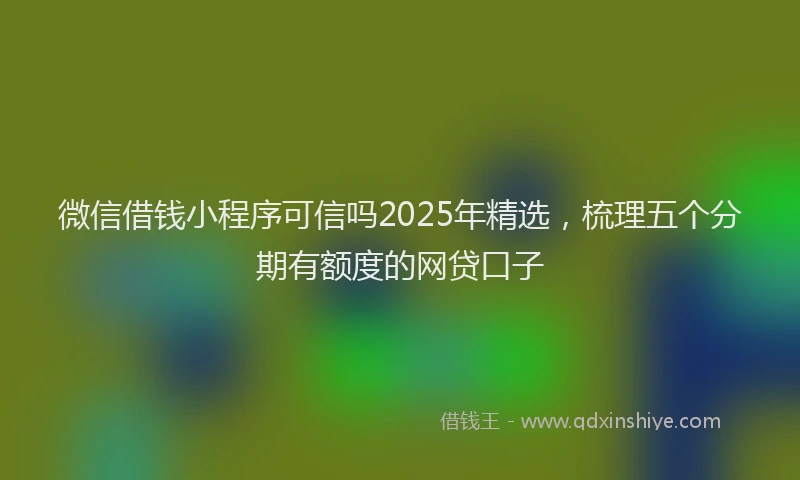 微信借钱小程序可信吗2025年精选，梳理五个分期有额度的网贷口子
