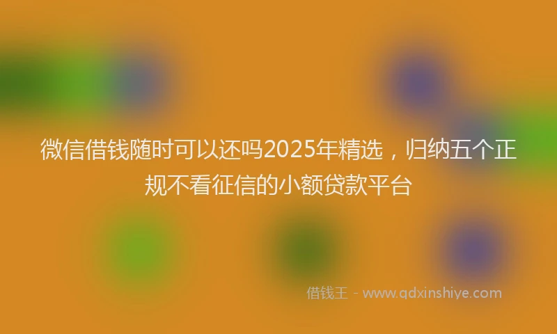 微信借钱随时可以还吗2025年精选，归纳五个正规不看征信的小额贷款平台