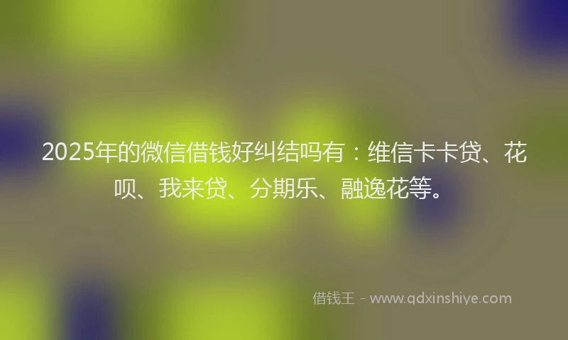 2025年的微信借钱好纠结吗有：维信卡卡贷、花呗、我来贷、分期乐、融逸花等。