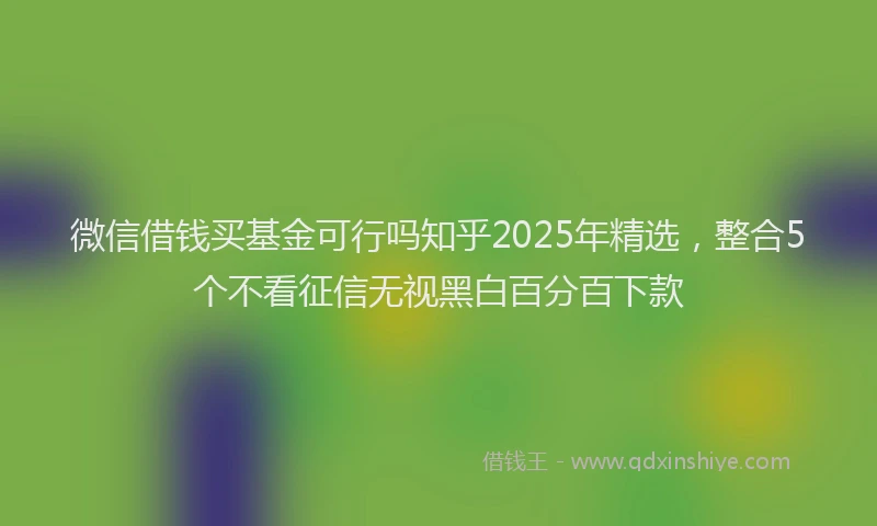 微信借钱买基金可行吗知乎2025年精选，整合5个不看征信无视黑白百分百下款