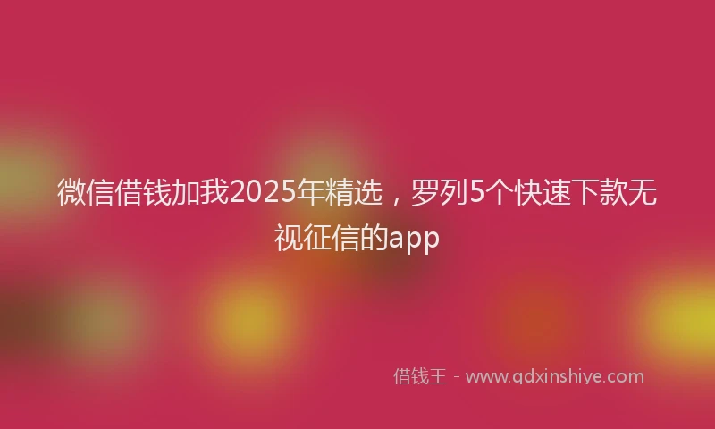 微信借钱加我2025年精选，罗列5个快速下款无视征信的app