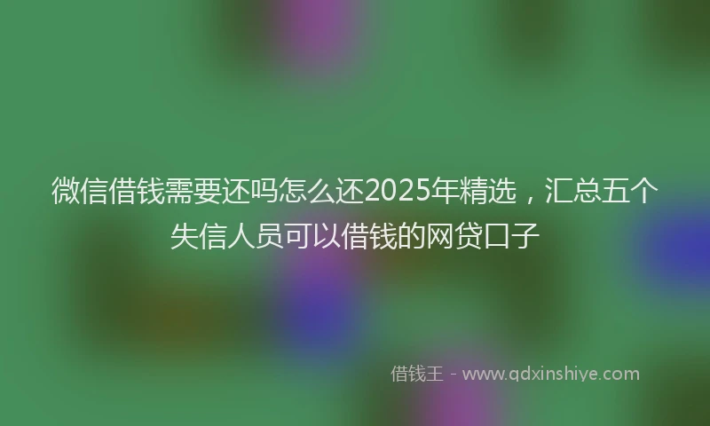 微信借钱需要还吗怎么还2025年精选，汇总五个失信人员可以借钱的网贷口子