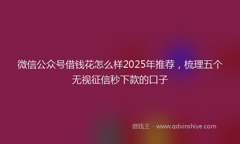 微信公众号借钱花怎么样2025年推荐，梳理五个无视征信秒下款的口子