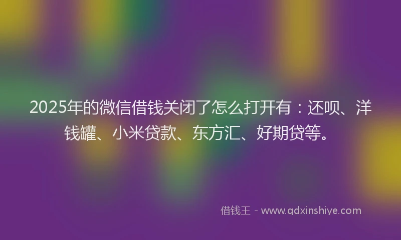 2025年的微信借钱关闭了怎么打开有：还呗、洋钱罐、小米贷款、东方汇、好期贷等。