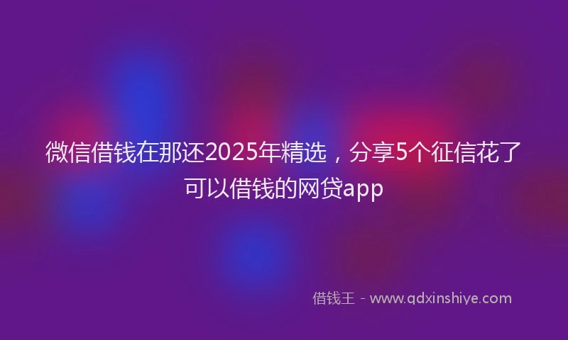 微信借钱在那还2025年精选，分享5个征信花了可以借钱的网贷app