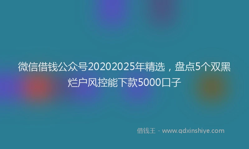 微信借钱公众号20202025年精选，盘点5个双黑烂户风控能下款5000口子
