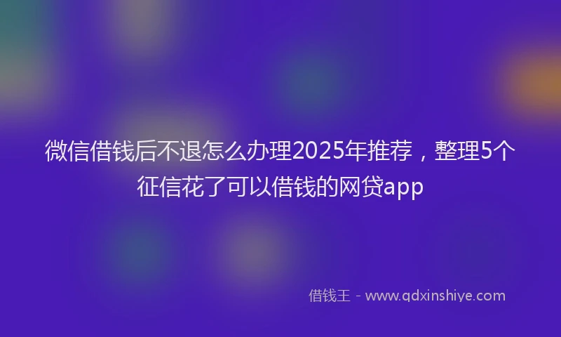 微信借钱后不退怎么办理2025年推荐，整理5个征信花了可以借钱的网贷app