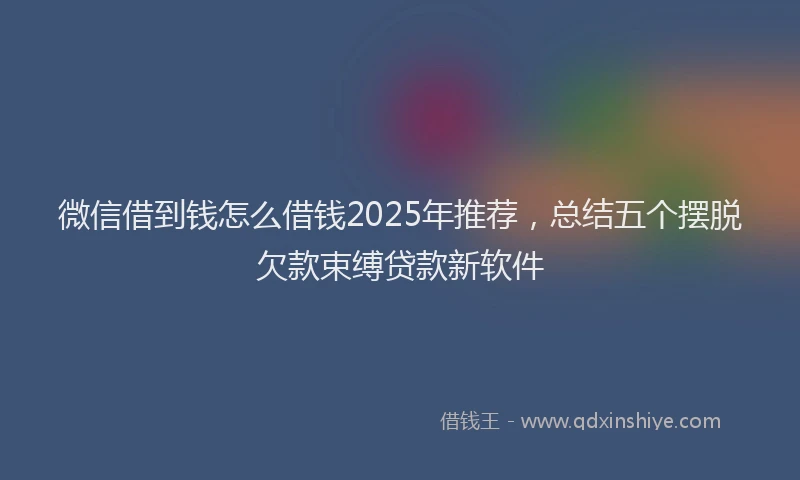 微信借到钱怎么借钱2025年推荐，总结五个摆脱欠款束缚贷款新软件