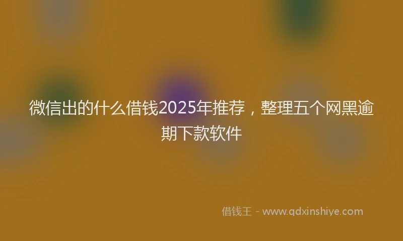 微信出的什么借钱2025年推荐，整理五个网黑逾期下款软件