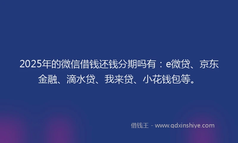 2025年的微信借钱还钱分期吗有：e微贷、京东金融、滴水贷、我来贷、小花钱包等。