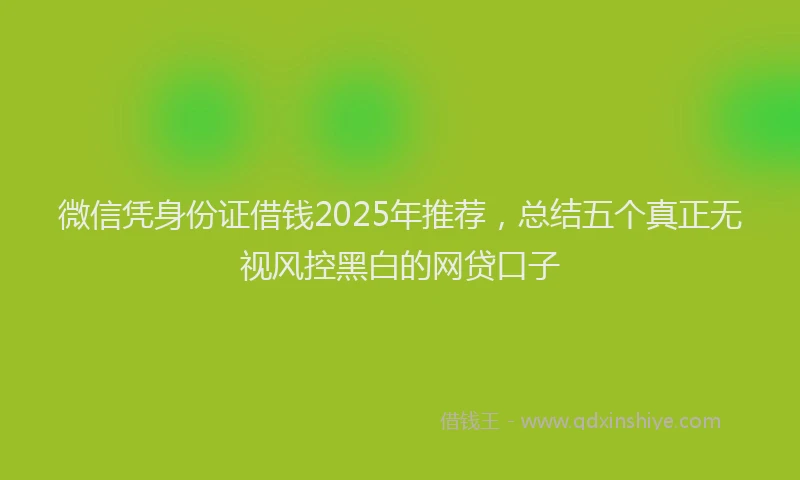 微信凭身份证借钱2025年推荐，总结五个真正无视风控黑白的网贷口子
