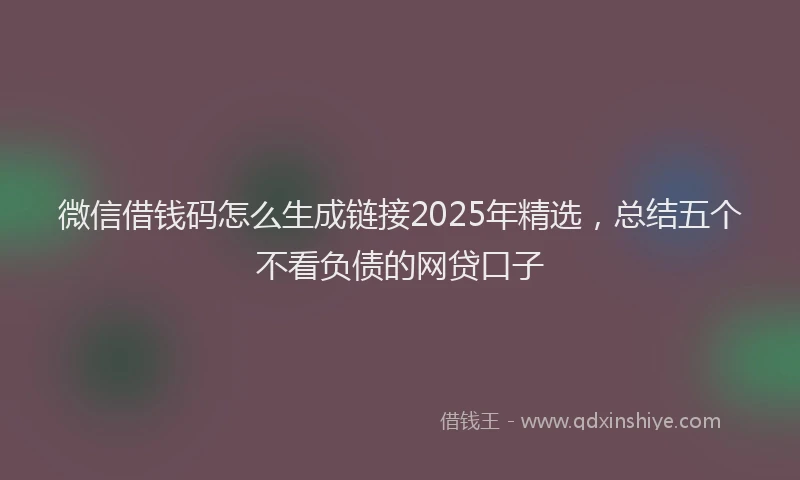 微信借钱码怎么生成链接2025年精选，总结五个不看负债的网贷口子
