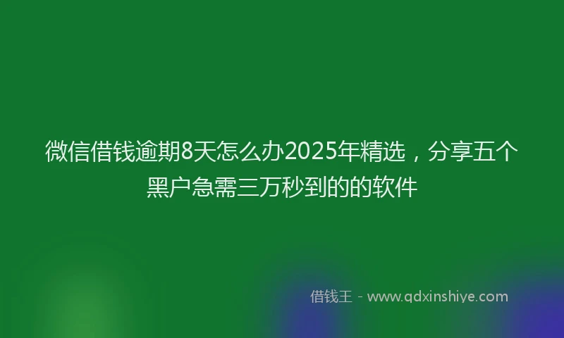 微信借钱逾期8天怎么办2025年精选，分享五个黑户急需三万秒到的的软件