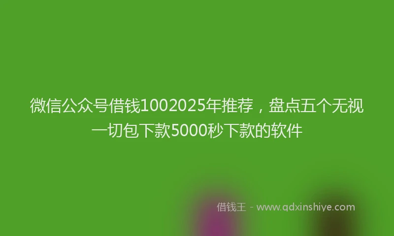 微信公众号借钱1002025年推荐，盘点五个无视一切包下款5000秒下款的软件