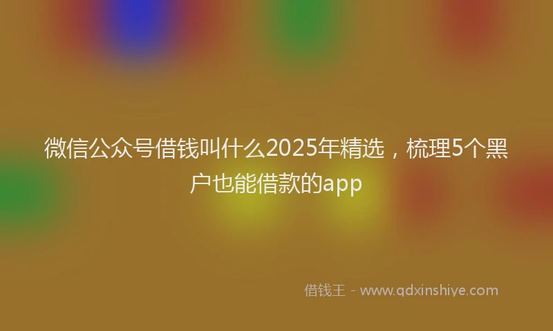 微信公众号借钱叫什么2025年精选，梳理5个黑户也能借款的app