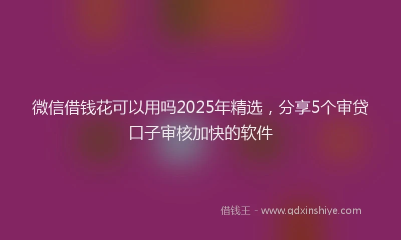 微信借钱花可以用吗2025年精选，分享5个审贷口子审核加快的软件