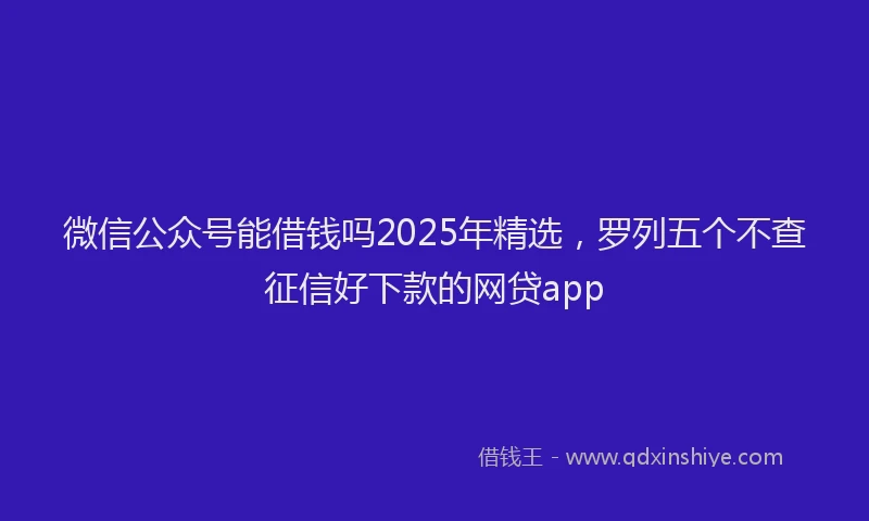 微信公众号能借钱吗2025年精选，罗列五个不查征信好下款的网贷app